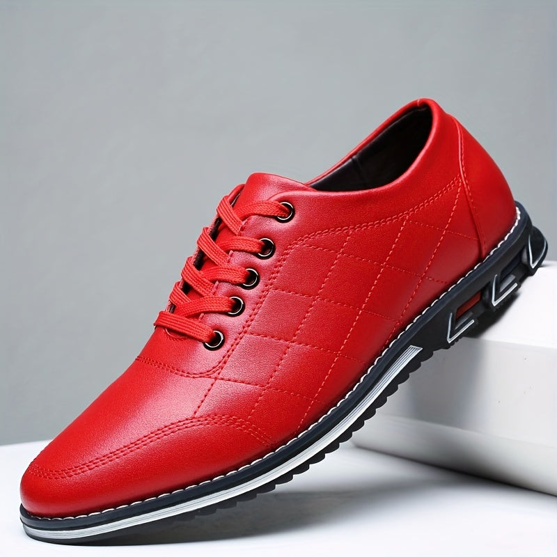 Men's Lace-Up Casual Shoes with Quilted Detailing and Sport Sole
