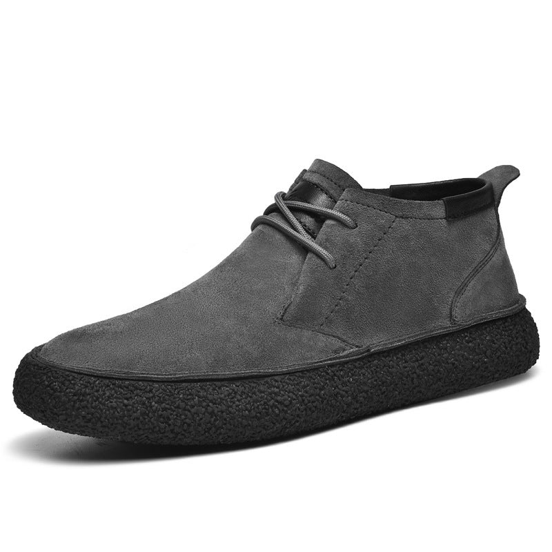 Men's Mid-Top Loafers with Textured Sole and Lace-Up Front